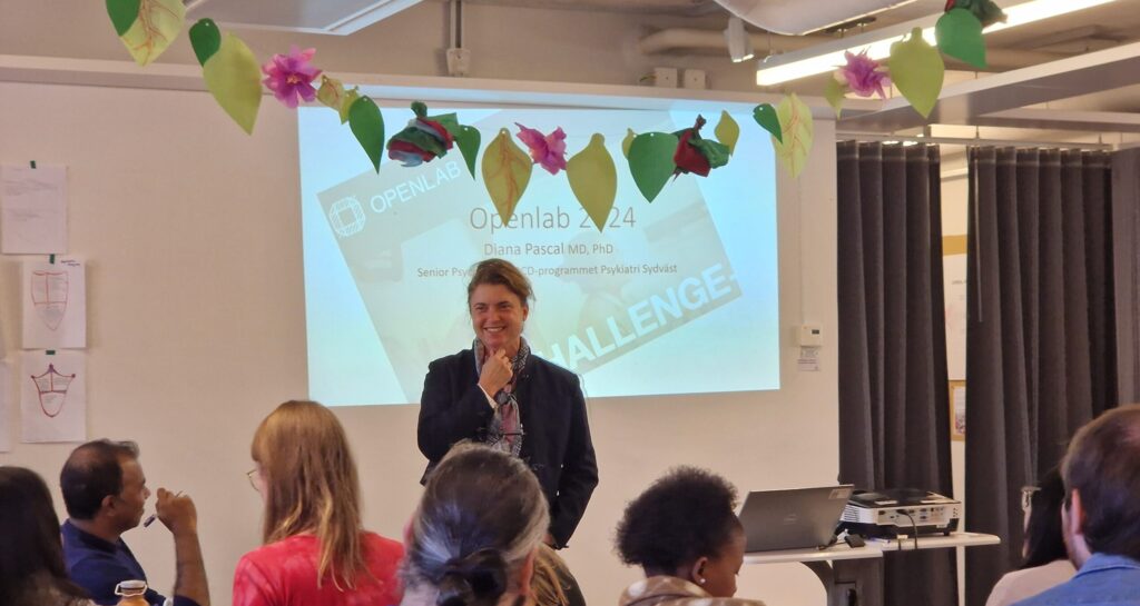 Psykiatri Sydväst, OCD-programmet, SLSO, presenterar sin utmaning till Openlabs masterkurs.
