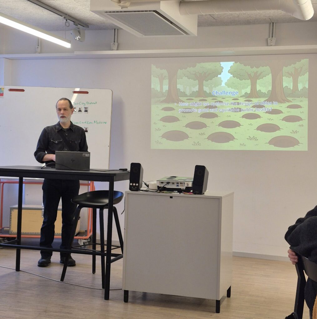 Presentation av studentutmaning om stadsutveckling och hälsa.